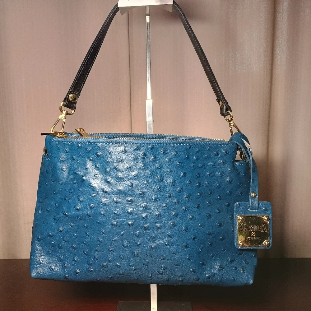 Valentina Ostrich Pattern Shoulder Bag
